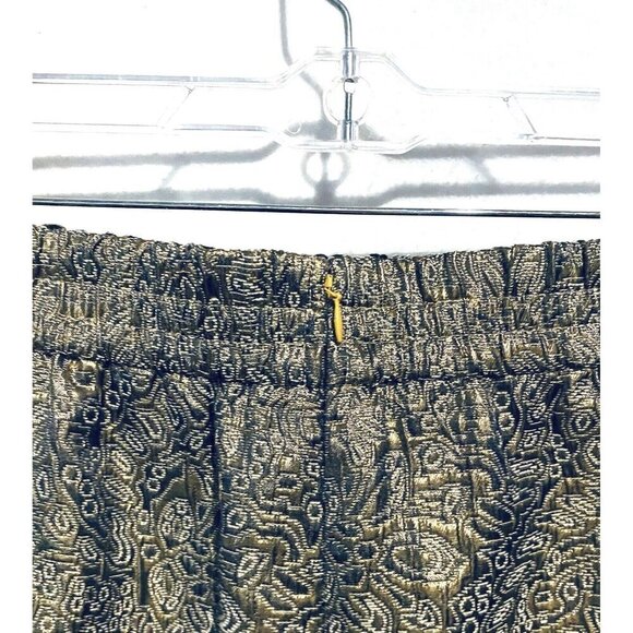 LOFT Skirt Womens Large Gold Metallic Jacquard Mini Elastic Waist Pockets Boho - Picture 5 of 9